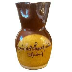 Meson del Champinon Madrid 8" Two Tone Glazed Pottery Sangria Pitcher Spain